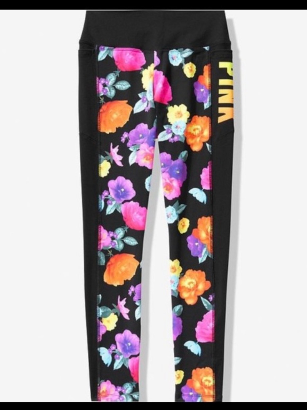PINK Victoria's Secret Yoga Black Floral Active Leggings